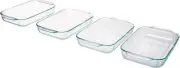 Pyrex Basics 2 Quart Oblong Glass Baking Dish, Clear (Set of 4)