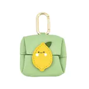 Lemon Pattern Green Cute Multifunctional Mini Leather Coin Purse with Keychain for Lipstick, Bluetooth Earbuds, and Small Essentials