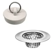 2 Pack - Bathroom Sink Strainers and Stopper Plug Combo - 2.165" Top/high 0.5...