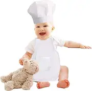 [Generic] Chef Outfit for Baby, Toddler Apron and Hat Set | Baby Photography Props, White Costume