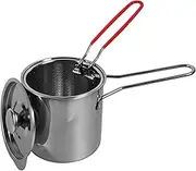 SOLUSTRE 1Set Stainless Steel Deep Fryer Pan with Filter Lightweight Kitchen Frying Pot for Tempura Scald Handle for Home Cooking Easy to Store