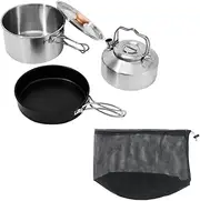 Pegciuho Camping Cookware Set with Carry Bag, Multifunctional Non-Stick Frying Pan, Kettle for Fishing, Hiking,