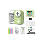 1080P Instant Print Camera 2.4 Inch IPS Screen with Thermal Printing Paper 32GB TF Card Digital Children Toy Camera-Green