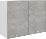 Hanging Cabinet with Two Shelves Concrete Grey 80 x 31 x 60 cm - Engineered Wood Space Saving Storage Solution for Kitchen
