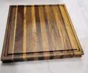 Black Walnut Hickory Reversible Cutting Or Charcuterie Board ~ 14"×14.5"×1-3/8"