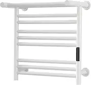 Towel rack Heated Towel Rail, Electric Heated Towel Rail with Timer, Wall Mounted White Towel Warmer, Drying Rack, 304 Stainless Steel, Constant Temperature Towel Rack with Top Shelf, 500x