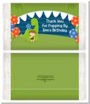 Dinosaur and Caveman - Custom Birthday Party Popcorn Wrappers - Set of 12