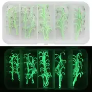 40pcs Green High Carbon Steel Fishing Hook Barbed Treble Lure Jig Sharpened Hook