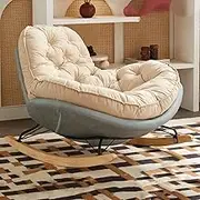 OWELLK Living Room Rocking Chairs Upholstered Glider Rocker Glider Chair Oversized Cushion Padded Seat for Living Room Bedroom(Grey)