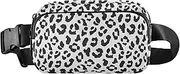 [GAIGEO] Blue White Camouflage Women Fanny Packs Large Hip Belt Bag Waterproof Fashion Waist Bag for Women, cheetah black white Leopard, 8 x 5.3 x 2.3 inch, Funny Print