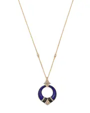 Bloomingdale's Fine Collection Lapis, Onyx, & Diamond Circle Pendant Necklace in 14K Yellow Gold, 18