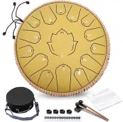 Steel Tongue Drum 13 Inch 15 Notes,Hand Drums with C-Key Travel Bag Drumsticks H