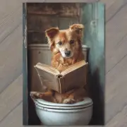 FLATCARD Dog with Book on Toilet Hilarious Animal Funny Gift Idea