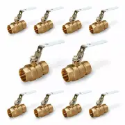 Midline Valve Premium Brass SWT x SWT Full Port Ball Valve Lock Handle (10 Pack)
