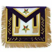 Masonic Regalia Hand Embroidered Masonic OES Patron Apron Golden Mylar Fringe