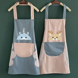 可愛的兔子熊圖案圍裙,帶前袋和手帕 - Greenlab