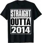 [X.Style] Kids Straight Outta 2014 Shirt 5th Birthday tee ds1174 T-Shirt (S) Black