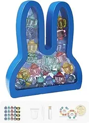 Baby Teeth Holder Keepsake, Bunny Shape Tooth Storage Case Kids Growth Record Keepsake, Baby Teeth Storage Box with Labels, Dental Milk Teeth Storage Box, for Boys Girls Friends Family (Blue)