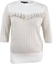 [Tommy Hilfiger] Womens Metallic Ruffled Pullover Sweater