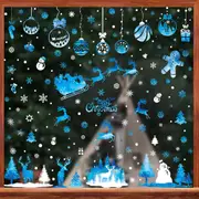 Christmas Window Glass Sticker Decal Snowman Shop Xmas Party Wall Decor-Style 2