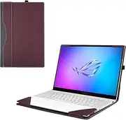 Jarttarn Laptop Cover Compatible with ASUS ROG Zephyrus G16 (2025) 16" GU605 2-in-1 PU Leather Detachable Notebook Sleeve Computer Protective Bag (Red)