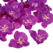 40Pcs 3.5" Artificial Silk Butterfly Orchid Flower Heads for DIY, Dark Purple