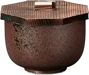 Yamasita Craft 42036-338 Iga Oribe Rice Bowl with Wooden Lid 4.2 x 4.3 x 3.0 inches (10.8 x 10.8 x 7.5 cm)