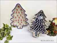在飛比找Yahoo奇摩拍賣-7-11運費0元優惠優惠-手繪陶瓷聖誕盤 波蘭陶聖誕樹造型盤 聖誕樹點心盤 造型小菜盤