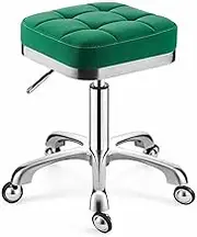 Saddle Stool with Wheels,Adjustable Swivel Rolling Stool,Wide Seat,for Hairdressers Tattoo Artists and Office Use,Bearing Weight 440lbs(Green)