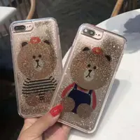 在飛比找蝦皮購物優惠-日韓卡通 熊本熊iphone7/8plus流沙手機殼蘋果X閃