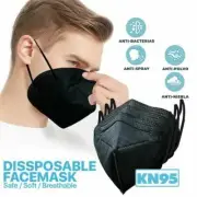 200 Pcs Black KN95 Face Mask 5 Layer Disposable Respirator [BFE 95% PM2.5]