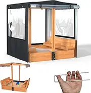 Sandbox Cover,48” W x 48” D x 51.5” H,Suitable for Children's Wooden sandboxes with Canopy,Can be Used Without disassembly,900D Heavy Duty UV Resistant Mosquito Bite Resistant Wooden Sandbox Cover.