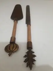 Anthropologie Autumn Harvest Bronze Cake Pie Pastry Serving Set