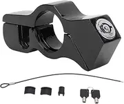 Premium Aluminum Alloy Motorcycle Handlebar Lock with Lock Chain for ATV Off Road Bike Scooter Street Bike Ensuring High Security and Easy Installation (Black)