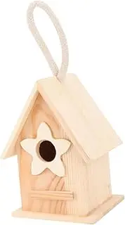 Abaodam Outdoor Wooden Bird Nest Hanging Decoration DIY Paintable Bird House for Garden Balcony Pine Craft for Creative Projects and Home Decor