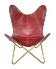 Relaxing Chair –Indien Handmade Cherry Color Leather Comfortable chair PL2-1.45