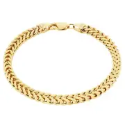 10k Yellow Gold 5mm Franco Box Square Wheat Foxtail Bracelet Chain Mens 8"