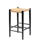 Simplife 65cm Black & Natural Replica Hans Wegner Wishbone Kitchen Stool