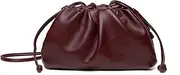 [VAKAER] Women Leather Pouch Bag Dumplings Crossbody Bag Cloud Handbag Fashion Shoulder Bag Tide Messenger Bag Clutch Bag (Small, Red wine)