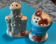 Cracker Barrel Mini Sand Castle & Sand Pail Salt & Pepper Shakers