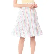 REVIEW Bertie Rainbow Stripe Pleated Skirt Size 12 M Knee Length Floaty