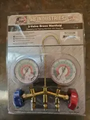 JB Brass Manifold FREON Gauges Charging & Testing with Hoses Air Conditioning