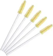 Namzi 100 Pcs Disposable Eyelash Mascara Brushes for Eye Lashes Extension Eyebrow and Makeup (White rod yellow head)