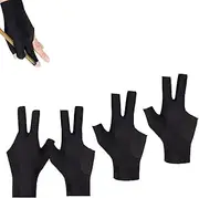 4 Pcs Billiards Gloves,Three Finger Gloves Snooker Gloves,Left Hand Pool Gloves,Non-Slip Breathable Snooker Gloves