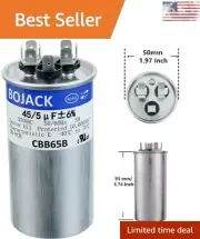 45+5uF Dual Run Circular Start Capacitor - 370V - AC Motor Run or Fan Start