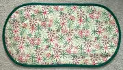 NEW Handmade Table Runner Holiday Red Green Snowflakes 12x24 Oval Quilted