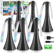 Fly Fans for Tables Rechargeable, Fly Fans for Outdoor Tables USB, Fly Repellent Fans to Keep Flies Away by Soft Blades, Food Fans for Camping, Picnic, Fishing, Fly Repellent Outdoor Patio,6PCS, Black