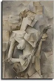 Waeta Rnvzx Pablo Picasso Poster Girl with Mandolin Wall Art Abstract Pablo Picasso Canvas Painting Pablo Picasso Prints for Home Decor Picture 50X70cm No Frame