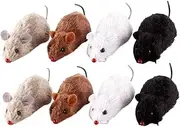 PERSELOSO 8pcs Plush Wind Up Rat for Cats Lifelike Clockwork Mouse Model Interactive Pet to Engage Durable Plush Material Random Color Random Color