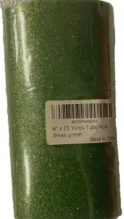 GREEN SPARKLING GLITTER TULLE RIBBON ROLLS - TUTU WEDDING, GIFT BOW, 6”*25” YARD